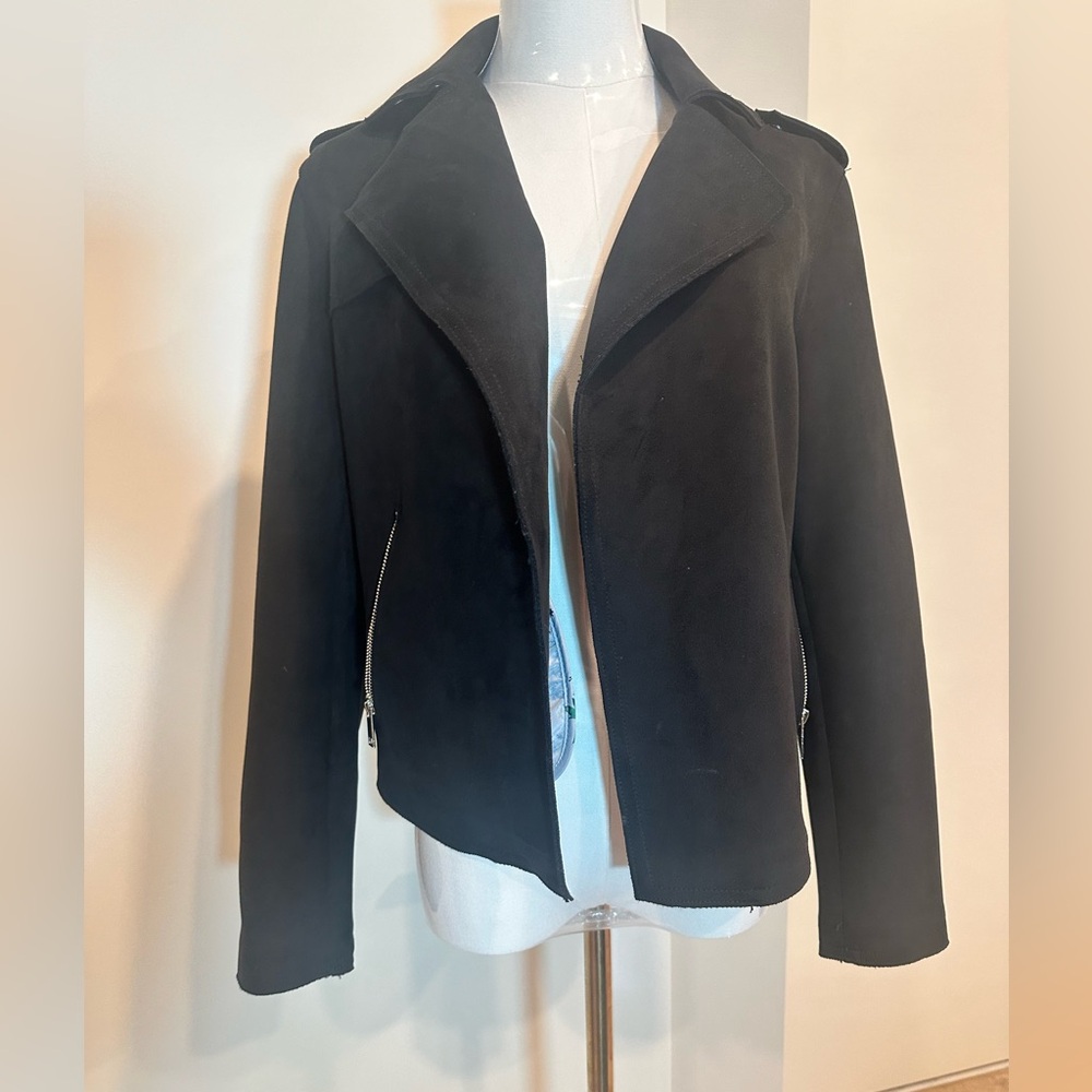Women’s Tahari Black Faux Leather Motorcyle Jacket